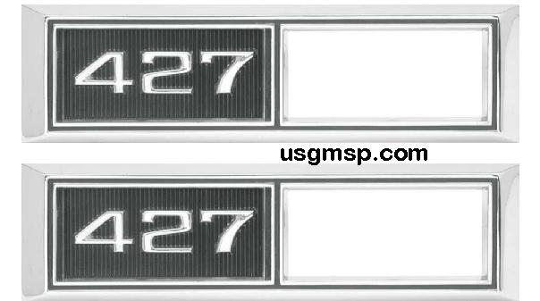 68 Chev Side Marker Light Bezels: "427" - GM Various PR
